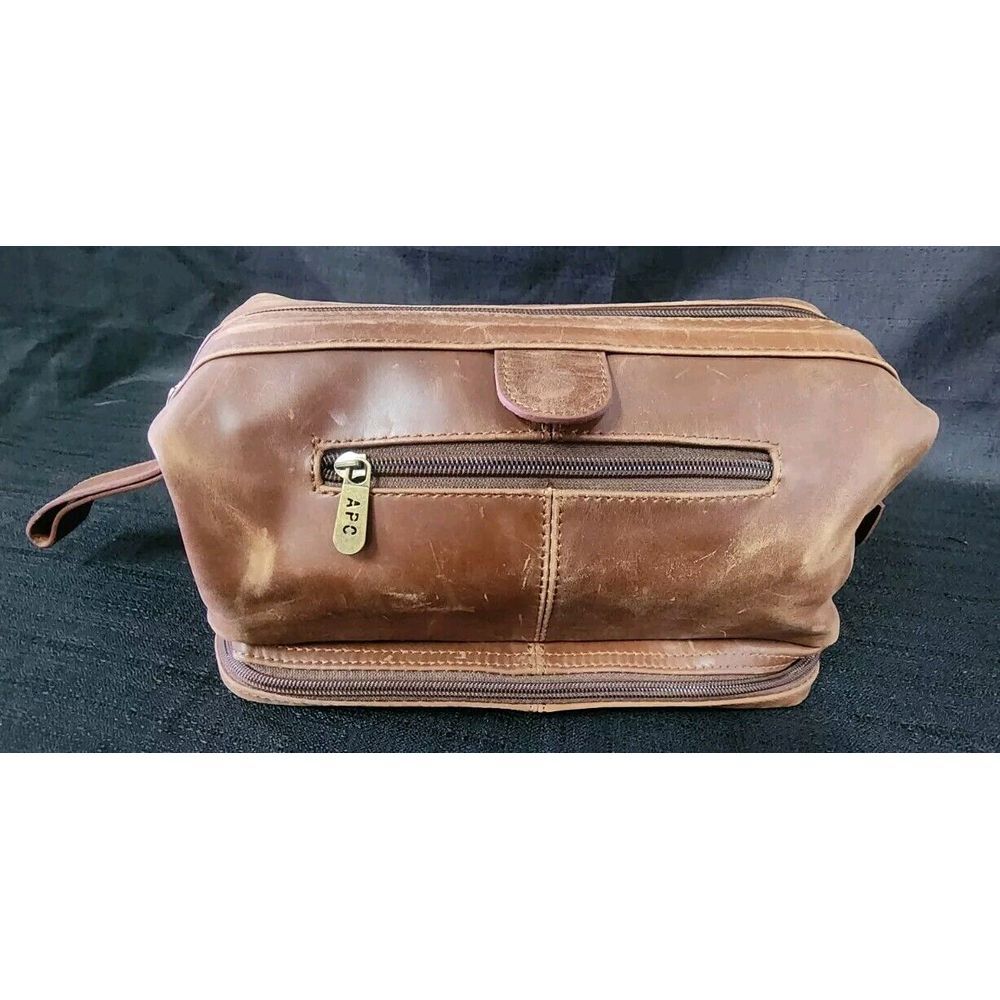 Ameri Leather Toiletry Travel Bag Brown